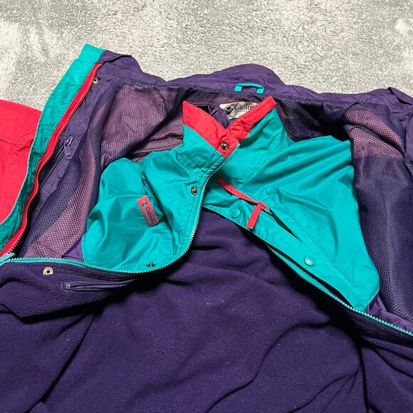 Vintage Columbia Coat Mens Large Skidaddle 3-in-1 Ski Jacket Red Winter - Picture 9 of 11